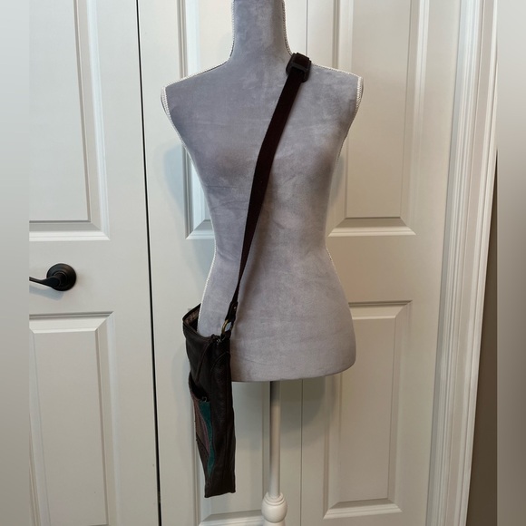 THE SAK Iris Leather Crossbody Navarro Stripe Purse Crossbody Tote bag 11”x11”‎ - Picture 3 of 12